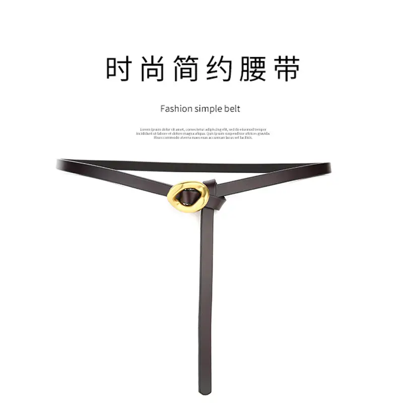 Women's Black Adjustable Cowhide Belt with Gold Clasp - Image 12