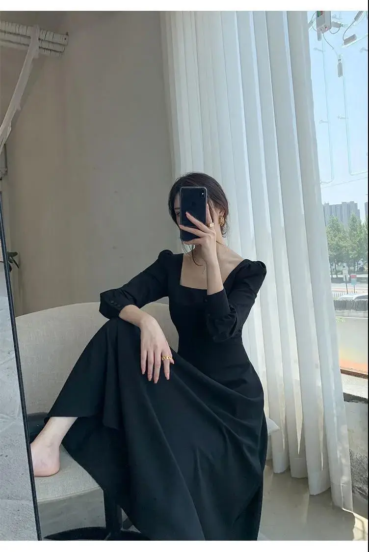 Black Long Sleeve French Style Dress for Women 2025 — feature 10