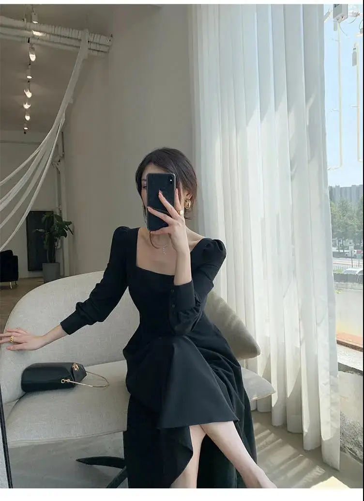 Black Long Sleeve French Style Dress for Women 2025 — feature 5