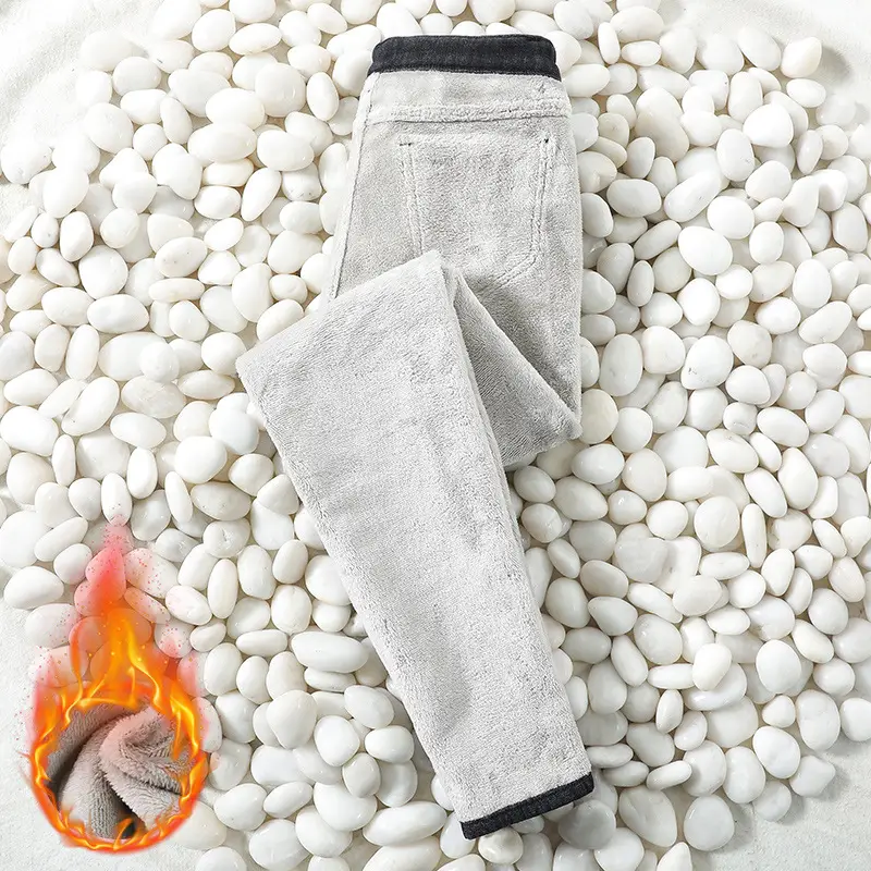 Women Jeans Black Fleece Lined Slim Fit High Waist Elastic