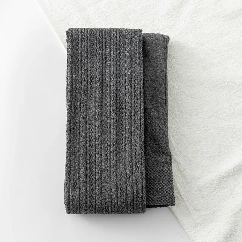 Oat White Twist Fleece Leggings Women Winter Warm Slimming