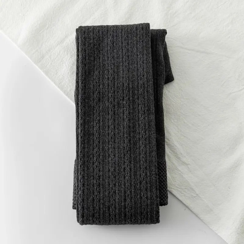 Oat White Twist Fleece Leggings Women Winter Warm Slimming
