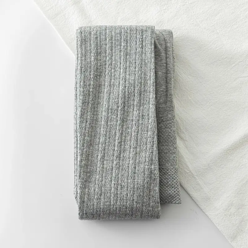 Oat White Twist Fleece Leggings Women Winter Warm Slimming