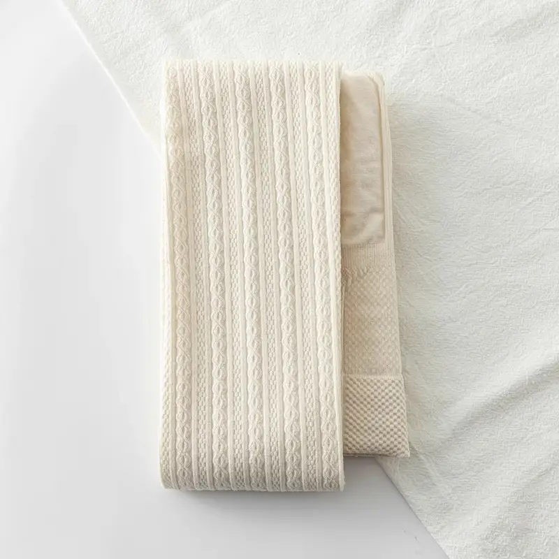 Oat White Twist Fleece Leggings Women Winter Warm Slimming