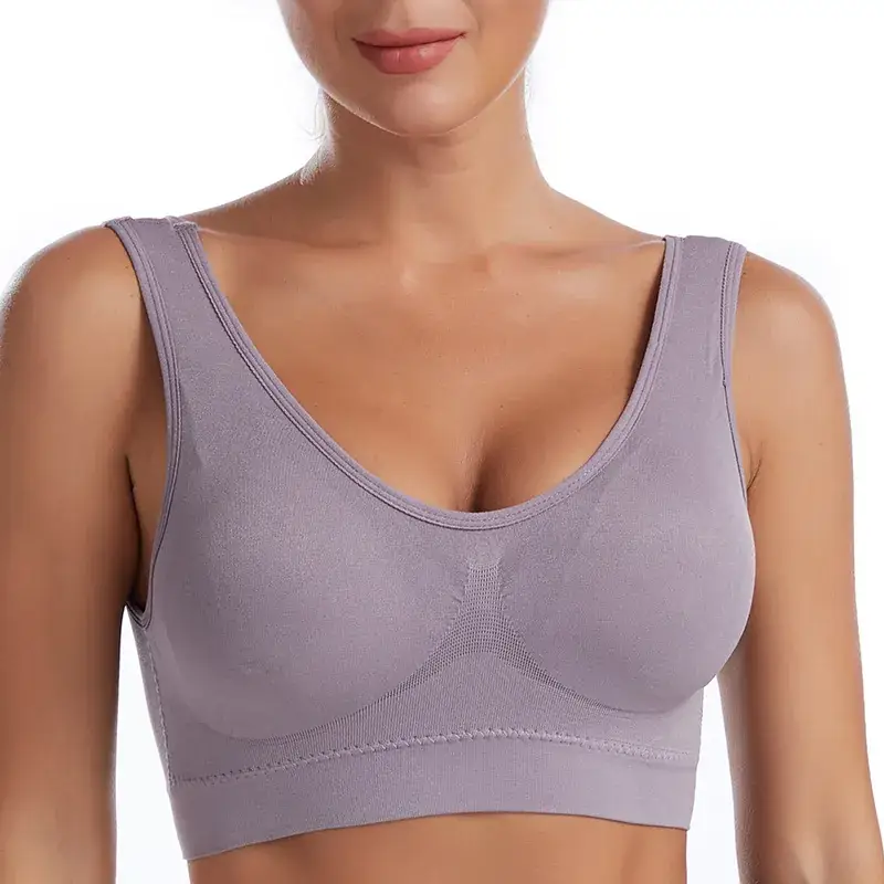 Women's Large Size Deep U Yoga Vest with Cushion - Image 13