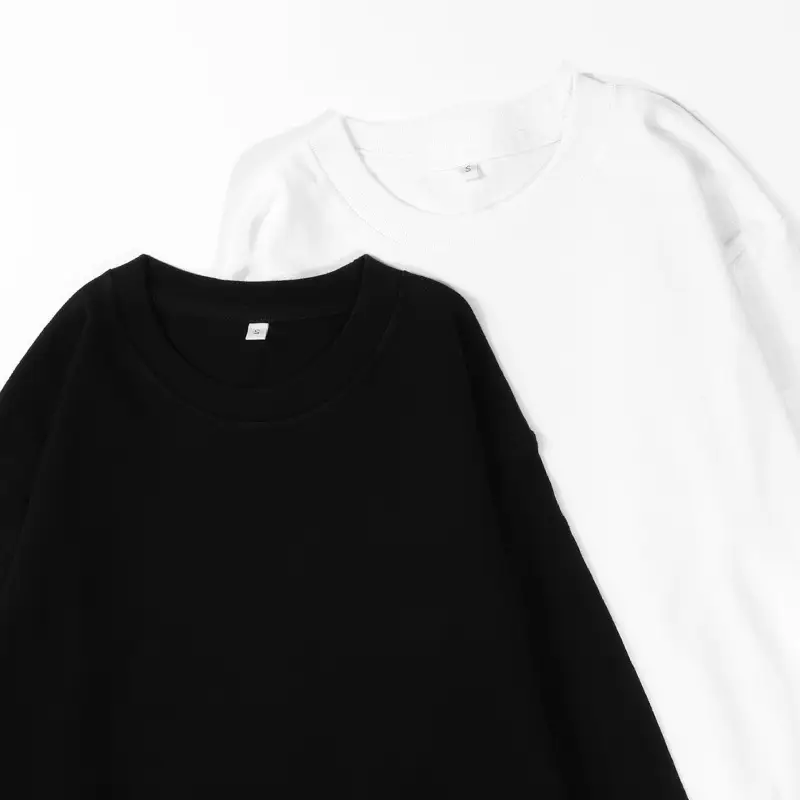 Men Heavy Cotton T-Shirt Beige Round Neck Long Sleeve - Image 13