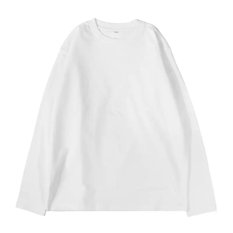Men Heavy Cotton T-Shirt Beige Round Neck Long Sleeve - Image 16