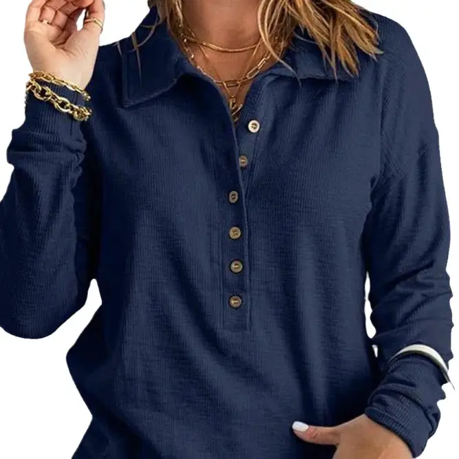 Women Crossbody Hooded Cardigan Sweater Blue Striped Long Sleeve - Image 9