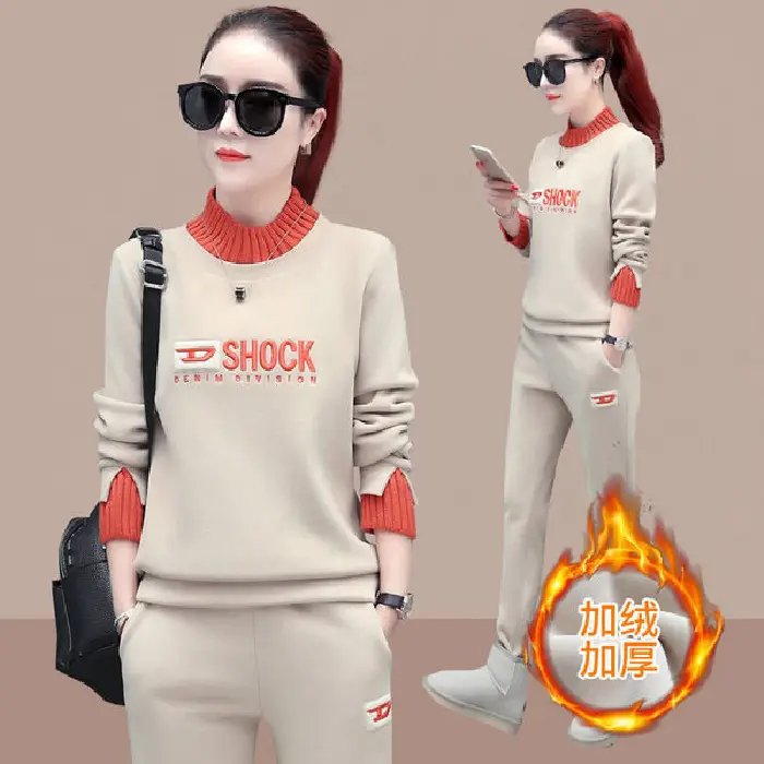 Women Fleece Lined Casual Sports Suit 2026 Winter - Image 3