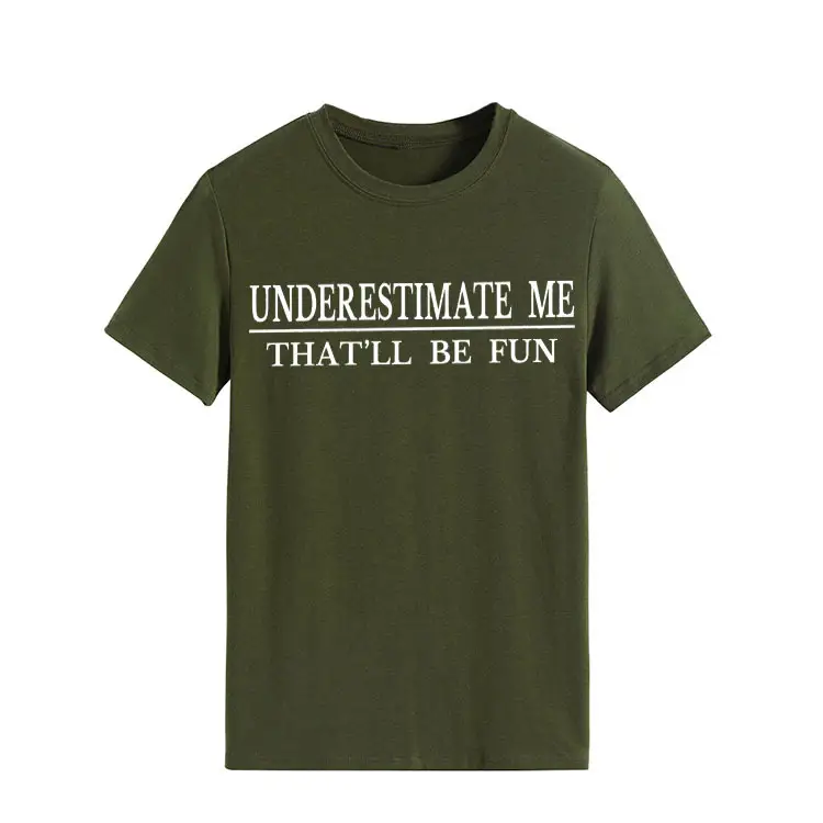 Underestimate Me Printed Top T-Shirt White Round Neck - Image 10