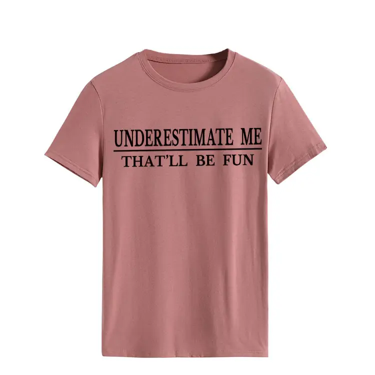 Underestimate Me Printed Top T-Shirt White Round Neck - Image 17