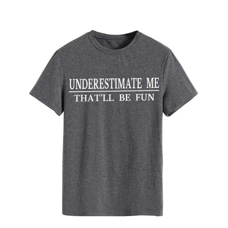 Underestimate Me Printed Top T-Shirt White Round Neck - Image 2