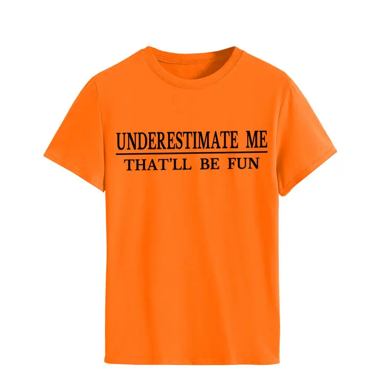 Underestimate Me Printed Top T-Shirt White Round Neck - Image 22