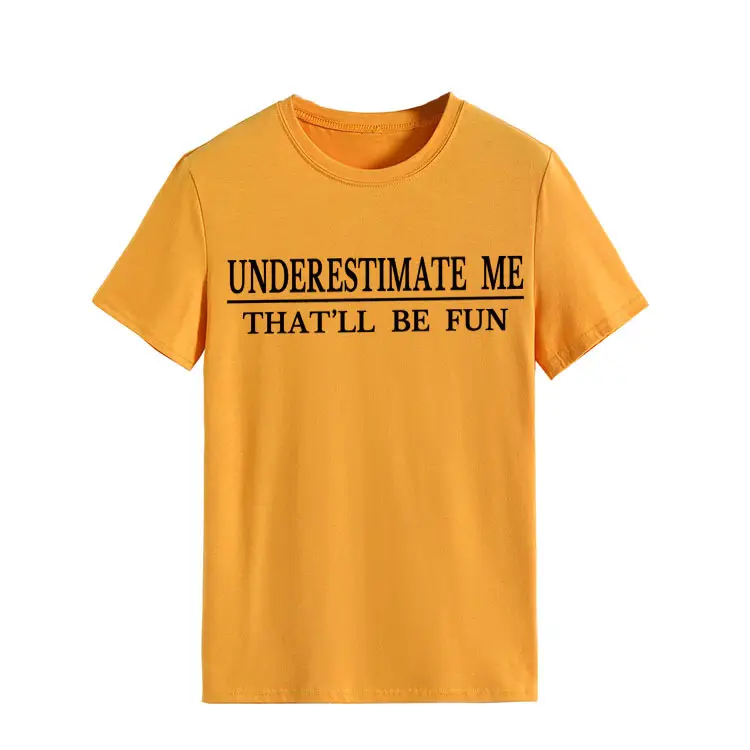 Underestimate Me Printed Top T-Shirt White Round Neck - Image 3