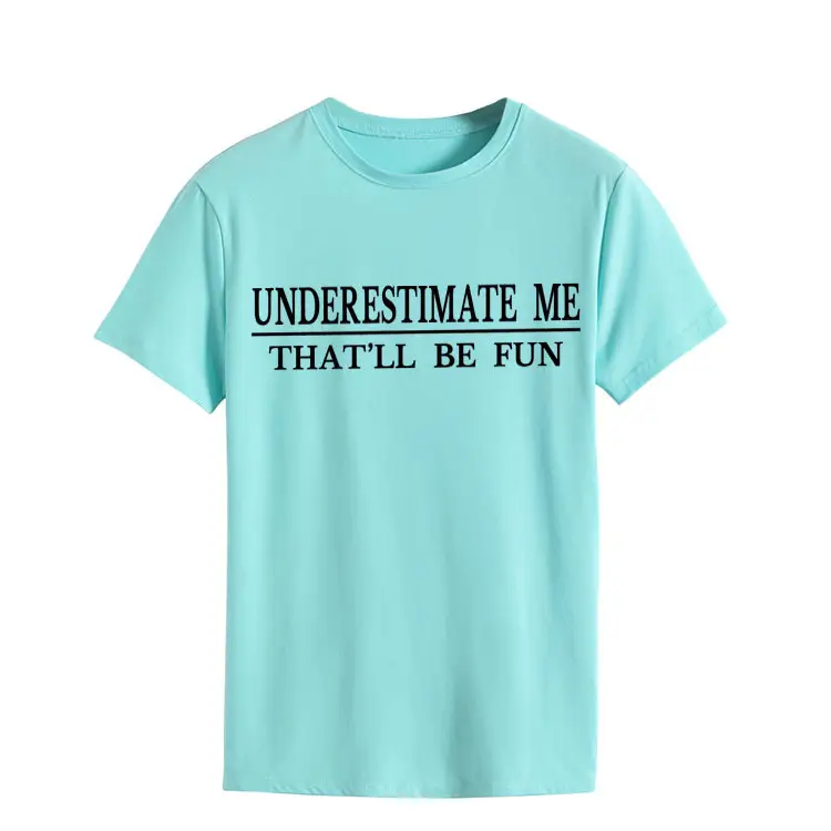Underestimate Me Printed Top T-Shirt White Round Neck - Image 7