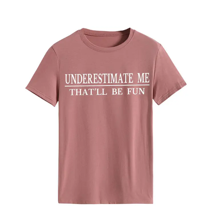 Underestimate Me Printed Top T-Shirt White Round Neck - Image 8