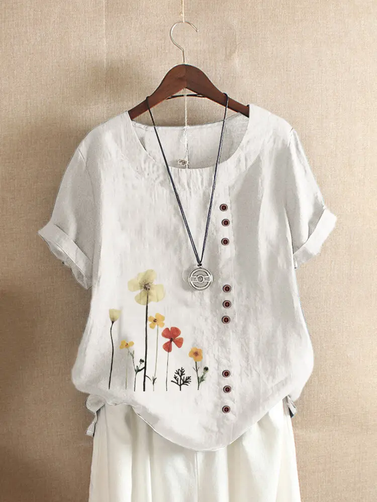 Green Floral Embroidered Loose Top for Women — feature 6