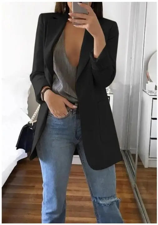 Women's Pink Lapel Slim Cardigan Suit Coat 2021 — feature 17