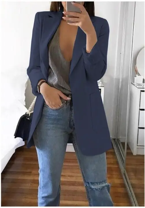 Women's Pink Lapel Slim Cardigan Suit Coat 2021 — feature 20