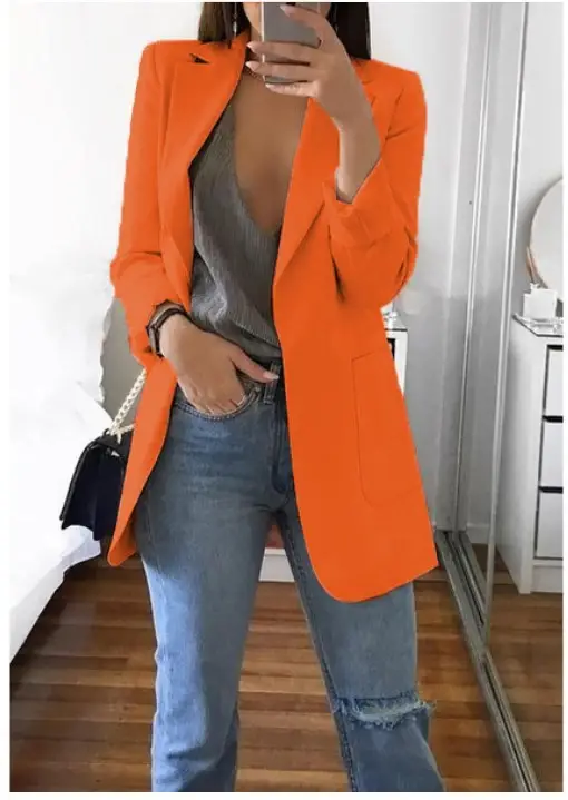 Women's Pink Lapel Slim Cardigan Suit Coat 2021 — feature 21