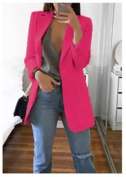 Women's Pink Lapel Slim Cardigan Suit Coat 2021 — feature 27