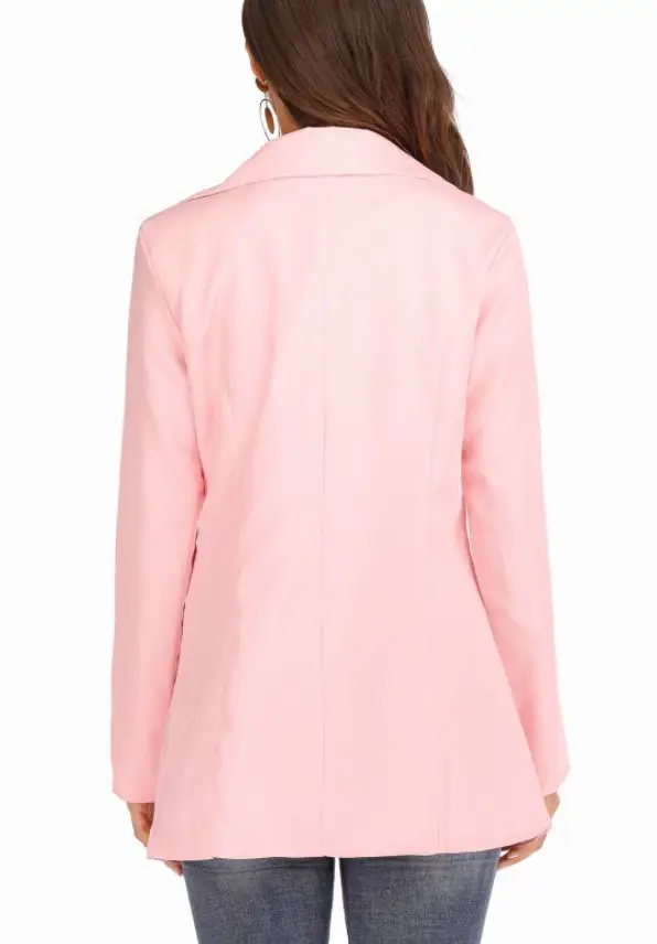Women's Pink Lapel Slim Cardigan Suit Coat 2021 — feature 7