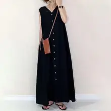 Korean Style Long Sleeve Women's Dress Large Cotton Linen — feature 19