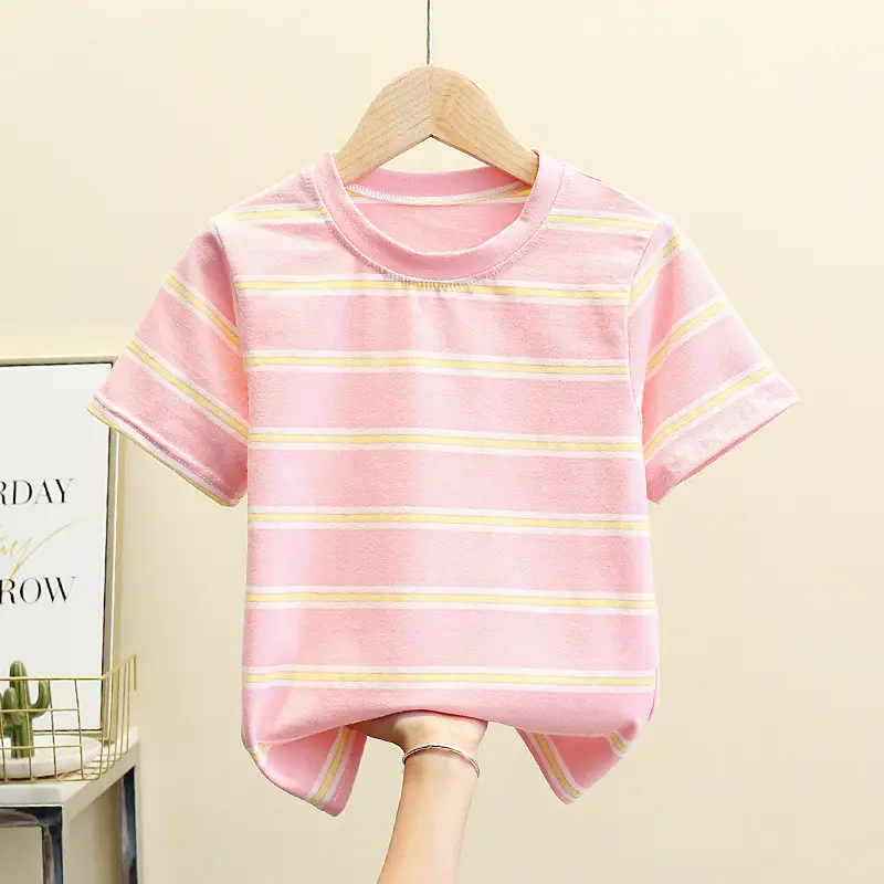 100 Cotton Striped T-Shirt for Boys Girls Loose Fit