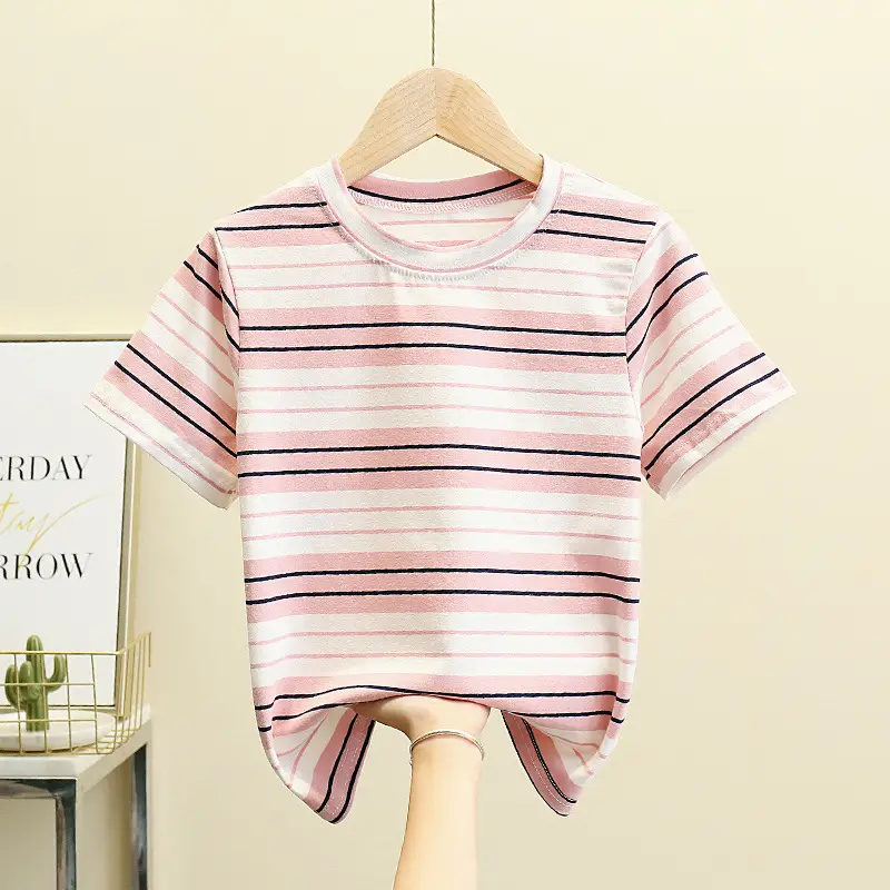 100 Cotton Striped T-Shirt for Boys Girls Loose Fit