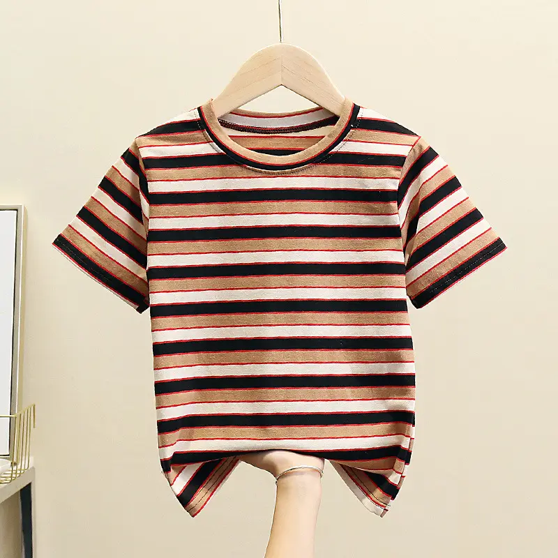 100 Cotton Striped T-Shirt for Boys Girls Loose Fit