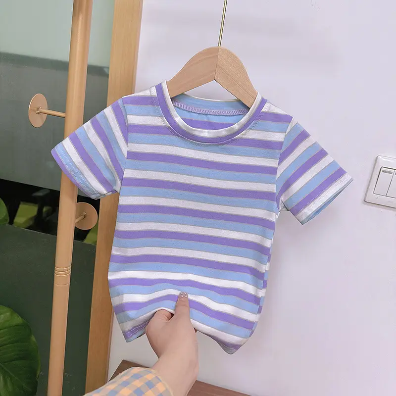 100 Cotton Striped T-Shirt for Boys Girls Loose Fit