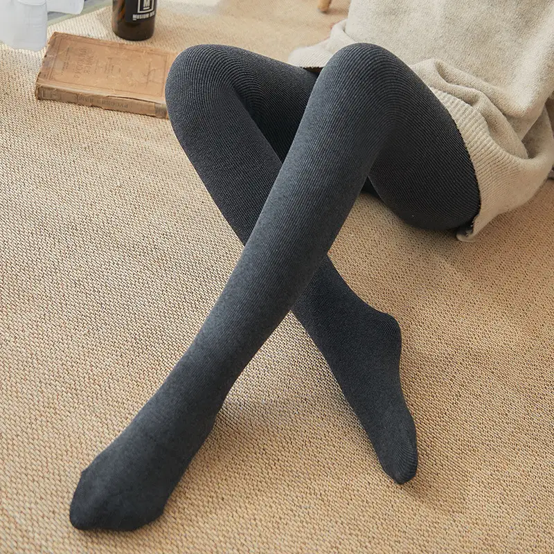 Black Cotton Padded Socks for Women Spring Autumn - Image 17