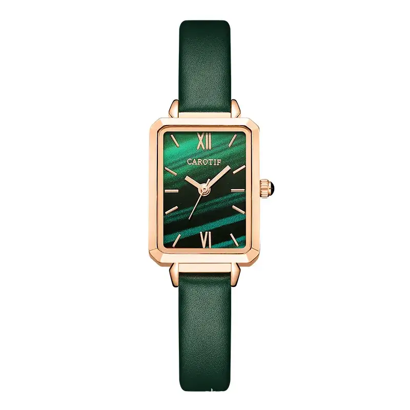 Women's Green Square Quartz Watch with Rose Gold Case - Image 2