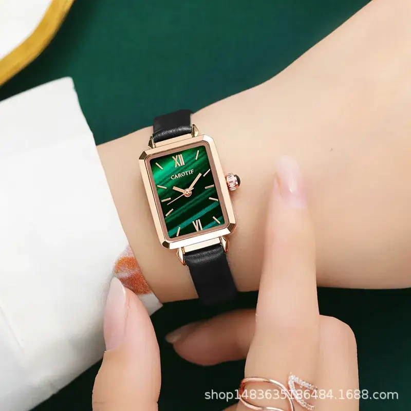 Women's Green Square Quartz Watch with Rose Gold Case - Image 4
