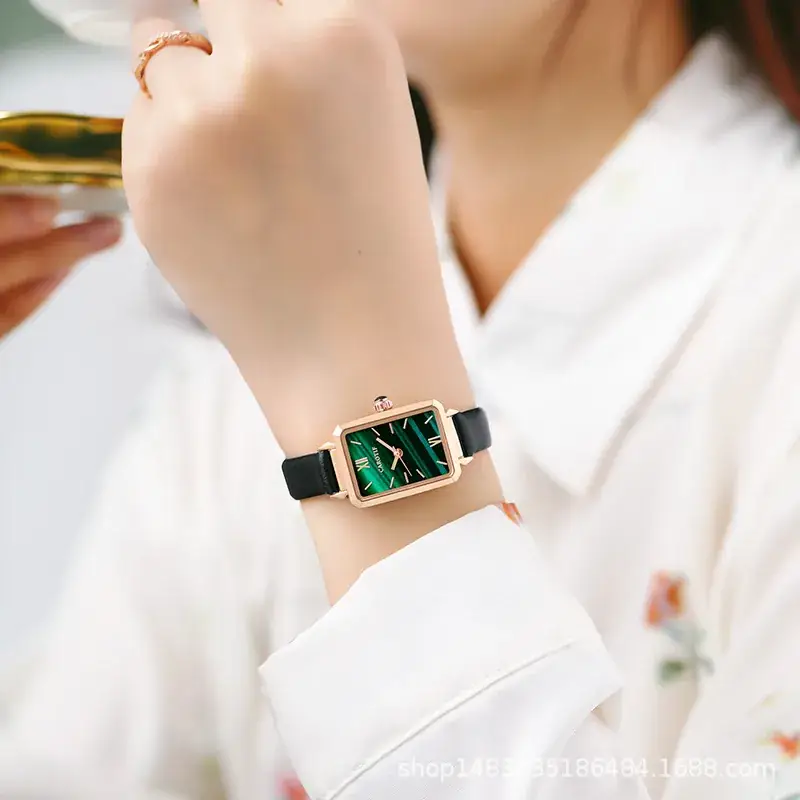 Women's Green Square Quartz Watch with Rose Gold Case - Image 5