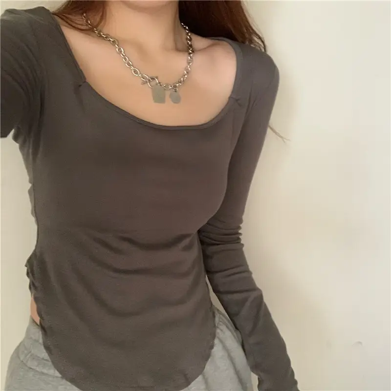 Vintage Irregular Long Sleeve T-Shirt Women 2025 Autumn - Image 5