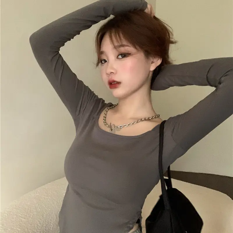 Vintage Irregular Long Sleeve T-Shirt Women 2025 Autumn - Image 6