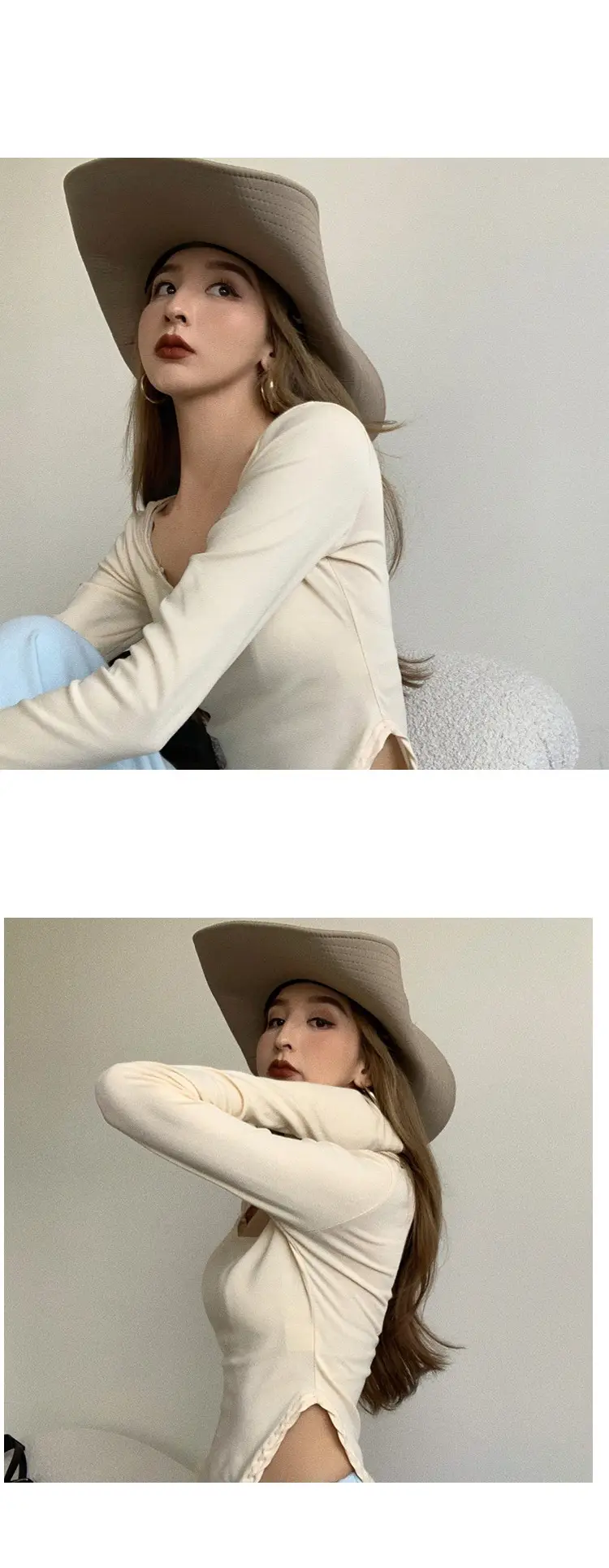 Vintage Irregular Long Sleeve T-Shirt Women 2025 Autumn — feature 13