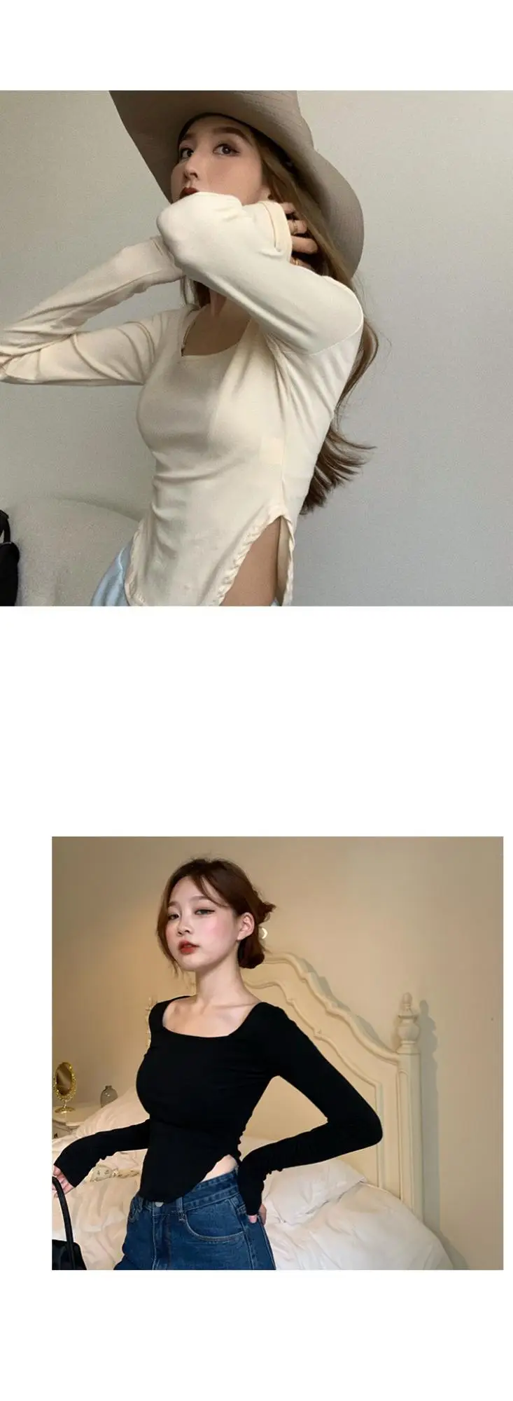 Vintage Irregular Long Sleeve T-Shirt Women 2025 Autumn — feature 14