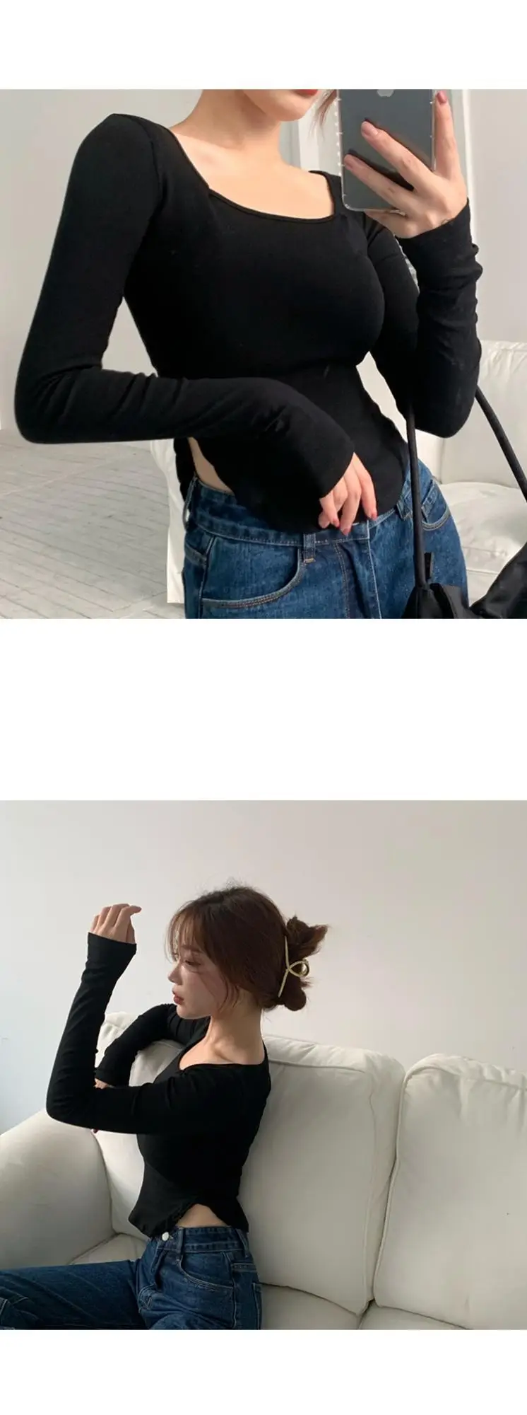 Vintage Irregular Long Sleeve T-Shirt Women 2025 Autumn — feature 18