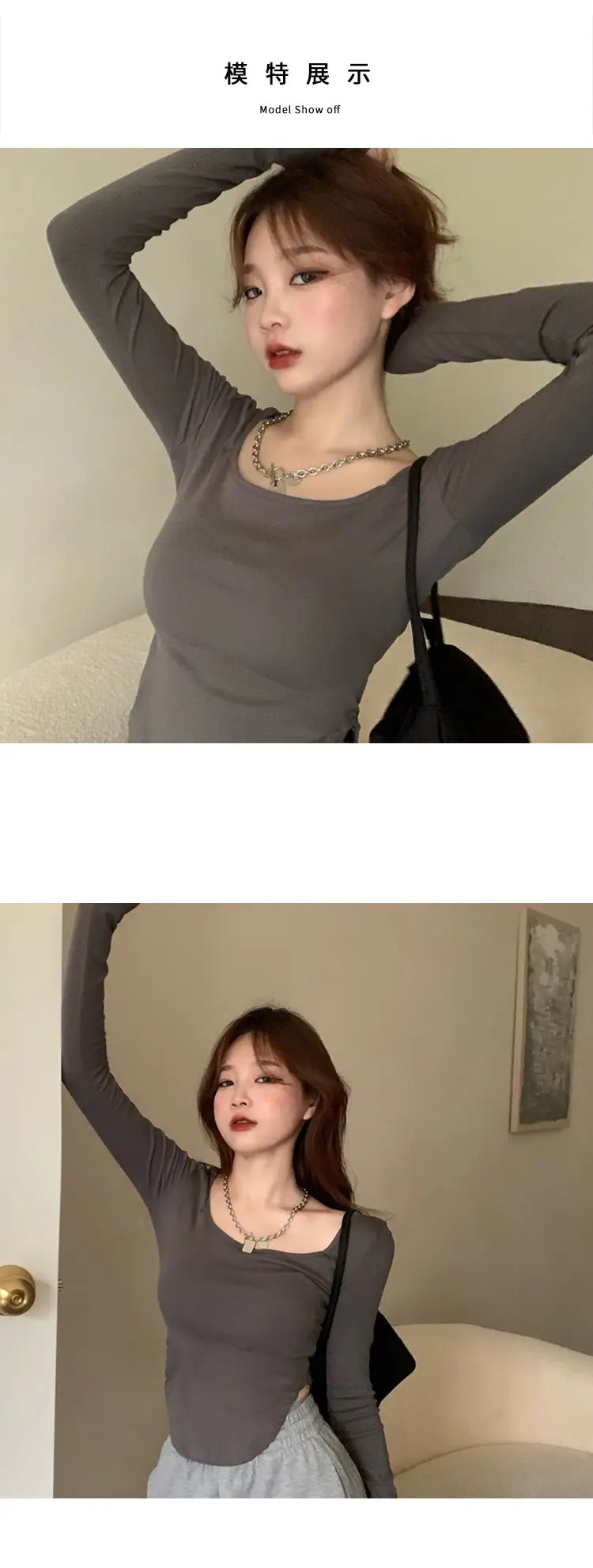 Vintage Irregular Long Sleeve T-Shirt Women 2025 Autumn — feature 2
