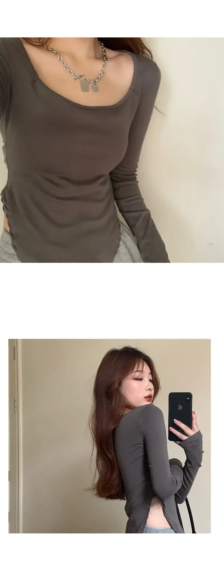 Vintage Irregular Long Sleeve T-Shirt Women 2025 Autumn — feature 3