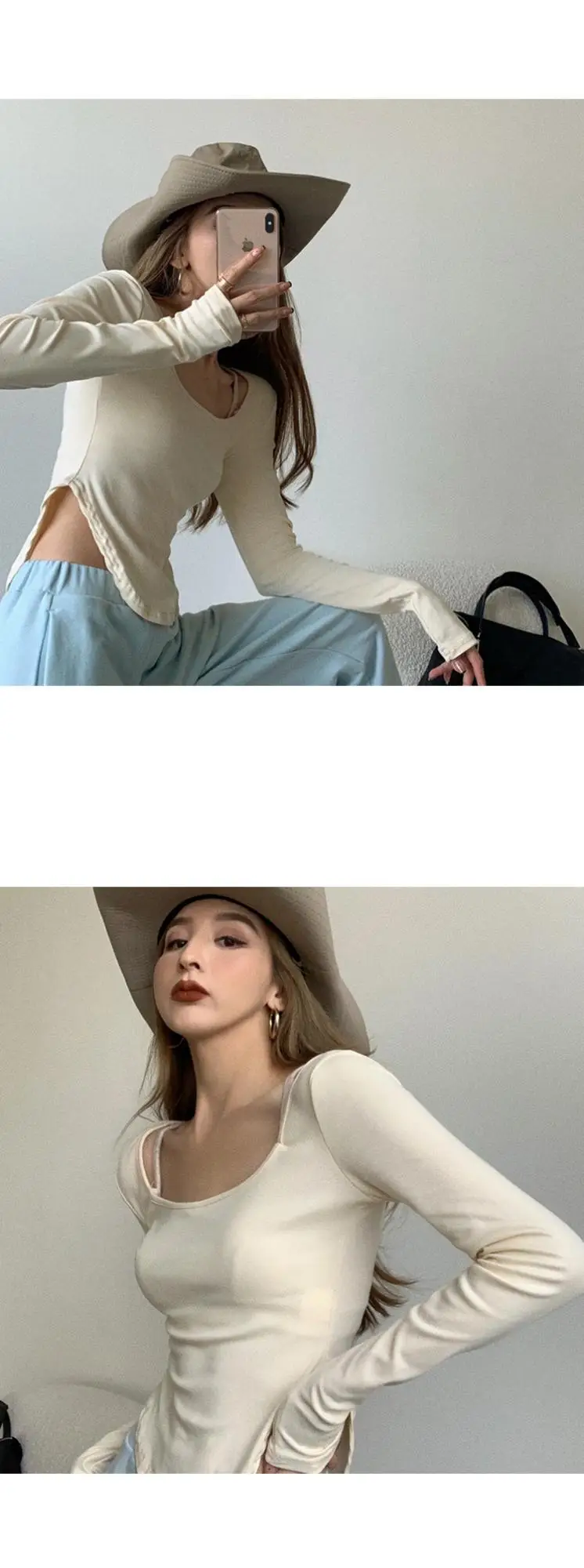 Vintage Irregular Long Sleeve T-Shirt Women 2025 Autumn — feature 9