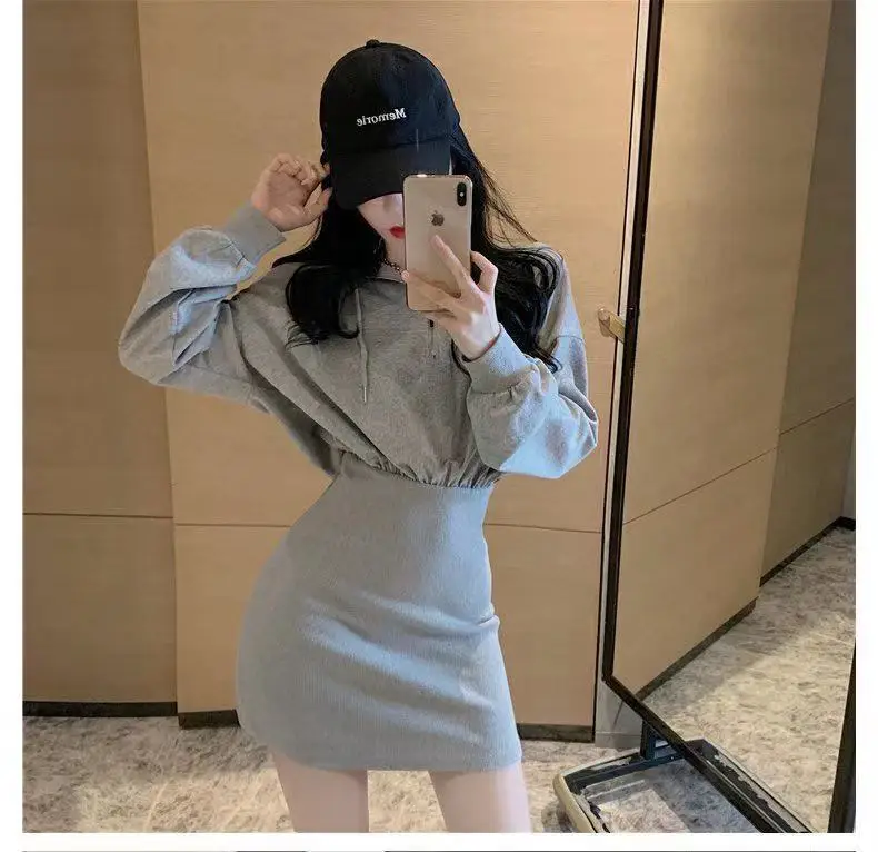 Women's Light Weight Hooded Mini Dress Cream White — feature 2