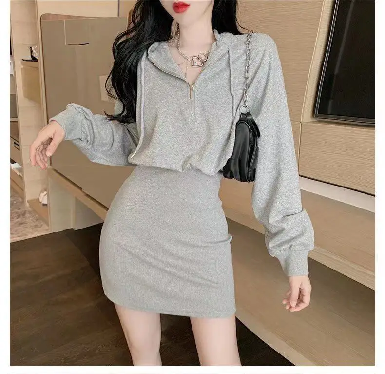 Women's Light Weight Hooded Mini Dress Cream White — feature 4
