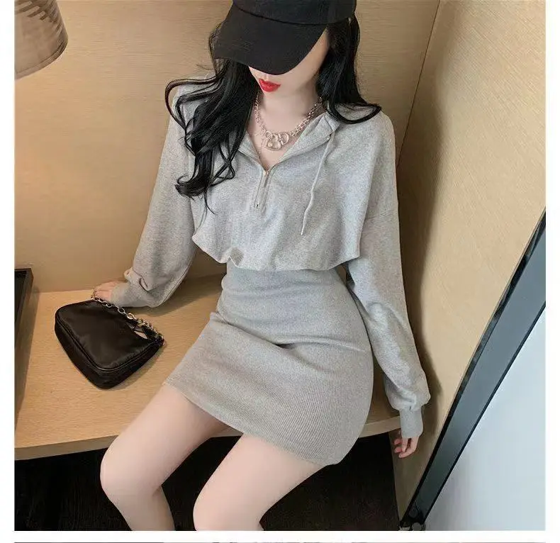 Women's Light Weight Hooded Mini Dress Cream White — feature 5