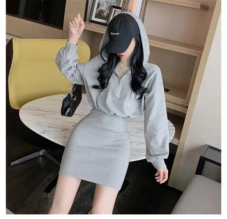 Women's Light Weight Hooded Mini Dress Cream White — feature 6