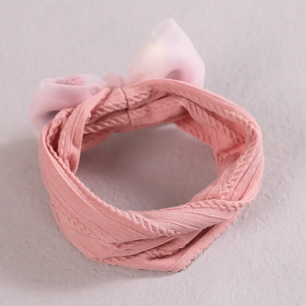 Baby Jacquard Bow Hair Belt Mint Green - Image 10