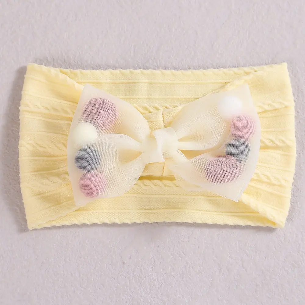 Baby Jacquard Bow Hair Belt Mint Green - Image 3