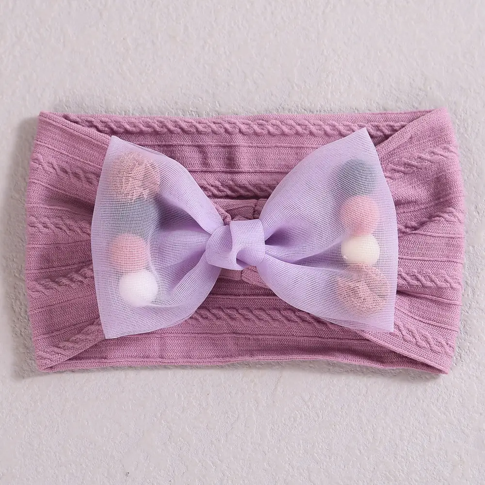 Baby Jacquard Bow Hair Belt Mint Green - Image 4